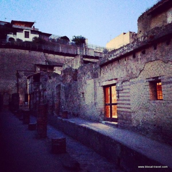 Herculaneum archaeological site by night, Italy