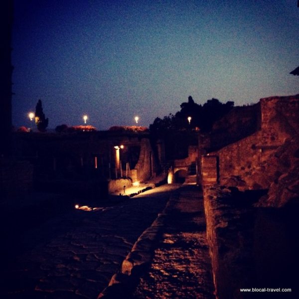 Herculaneum archaeological site by night, Italy