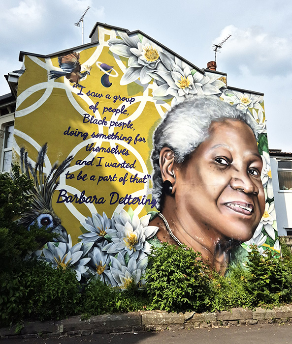 A portrait of Barbara Dettering, for the Seven Saints street art project in Bristol.