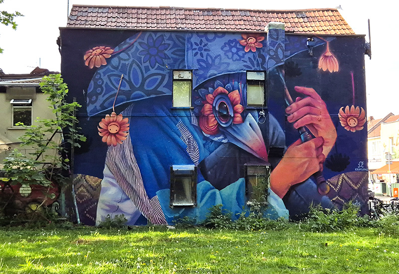 Mural by Krimsone in St Werburghs, Bristol.