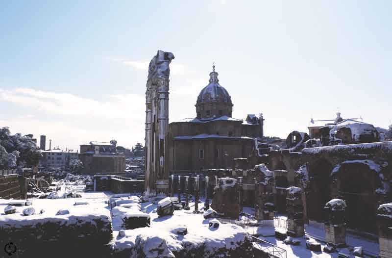 snow in Rome 2018 fori romani