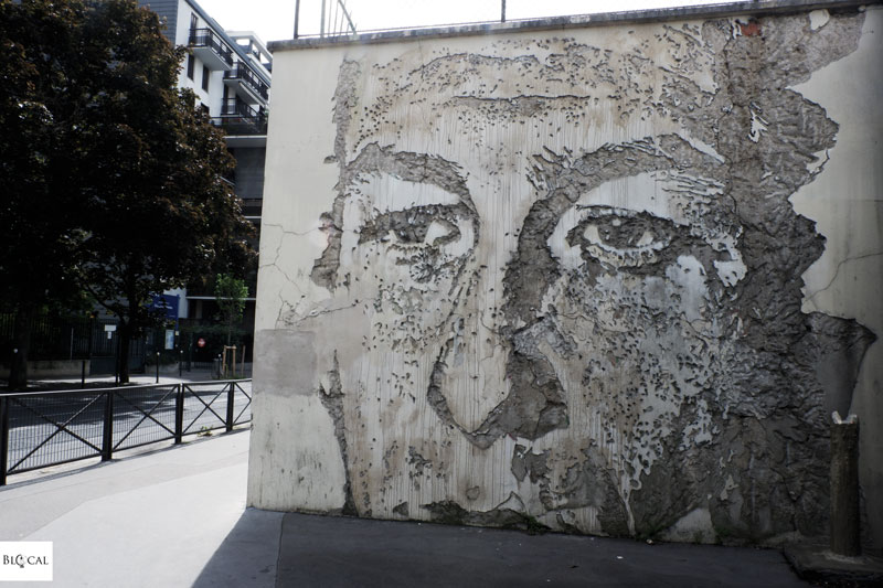 vhils street art in paris 13th Arrondissement