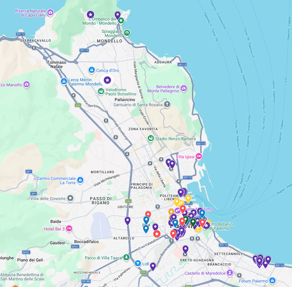 Palermo travel and street art map