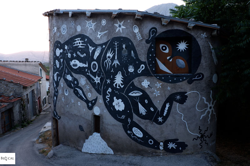 Guerrilla Spam Borgo Universo mural Aielli street art Italy