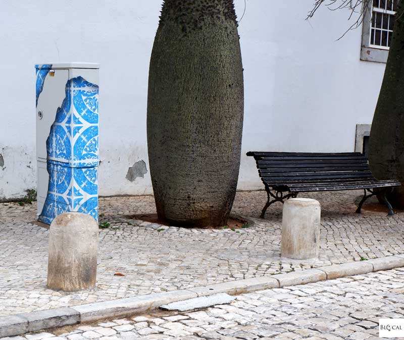 Addfuel stencils on electric boxes in Cascais
