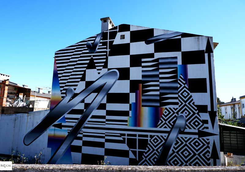 Felipe Pantone urban art in Bairro Padre Cruz Lisbon street art 