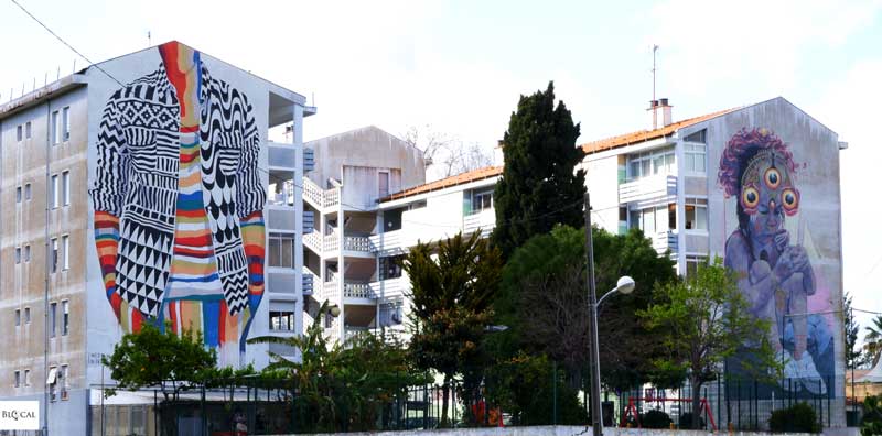 Medianeras Gleo murals in Marvila street art in Lisbon