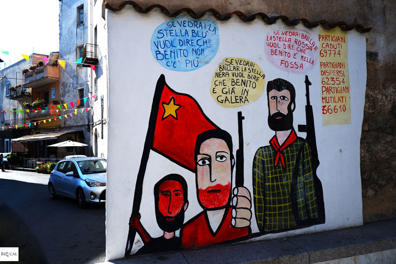 Tribute to Italian Partisans in Orgosolo, Sardinia. the murals of Orgosolo
