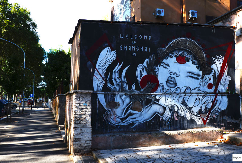 Caratoes mural Tor Marancia street art in Rome