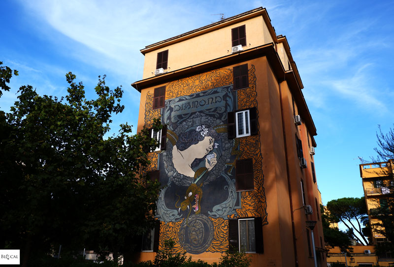 Diamond mural Tor Marancia street art in Rome