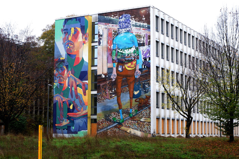 Street Art in Munich Scale Wall Art Project Mural by Aryz and Os Gemeos