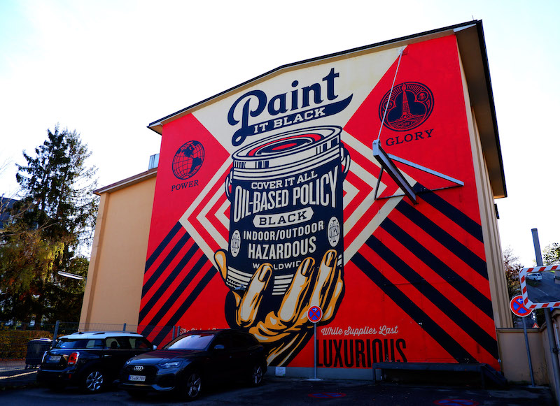 Shepard Fairey mural in Munich street art