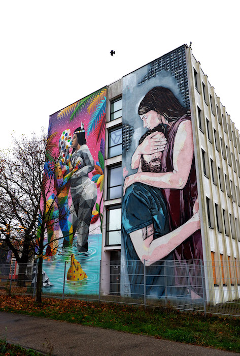 Street Art in Munich Scale Wall Art Project Mural by Okuda and Jana & JS