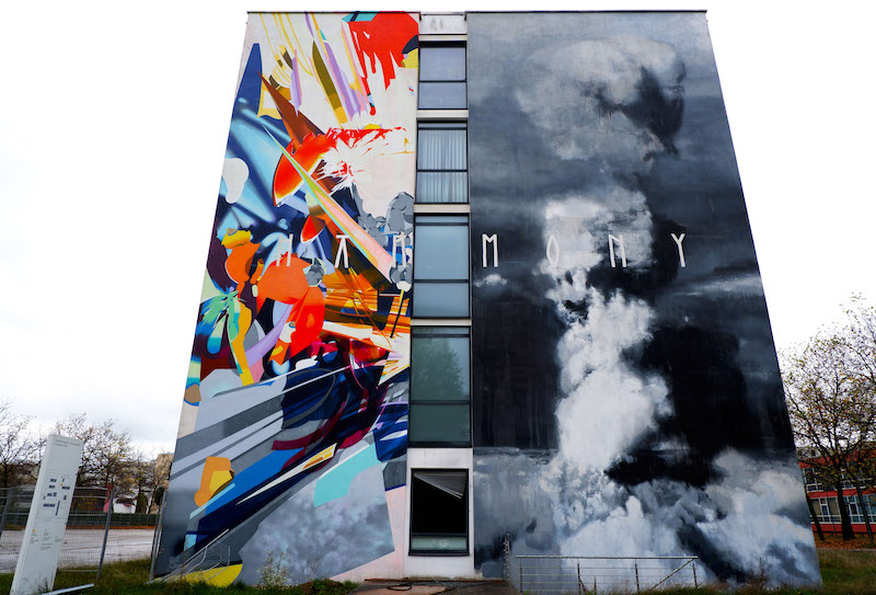 Street Art in Munich Scale Wall Art Project Mural by SatOne and Axel Void