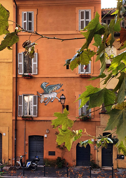 First street art in Rome Asino che vola