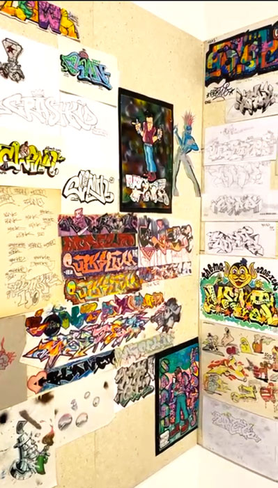 Sketchmania graffiti sketches exhibition. Bronx 'n' Rome Hip Hop Exhibition Officine Fotografiche.