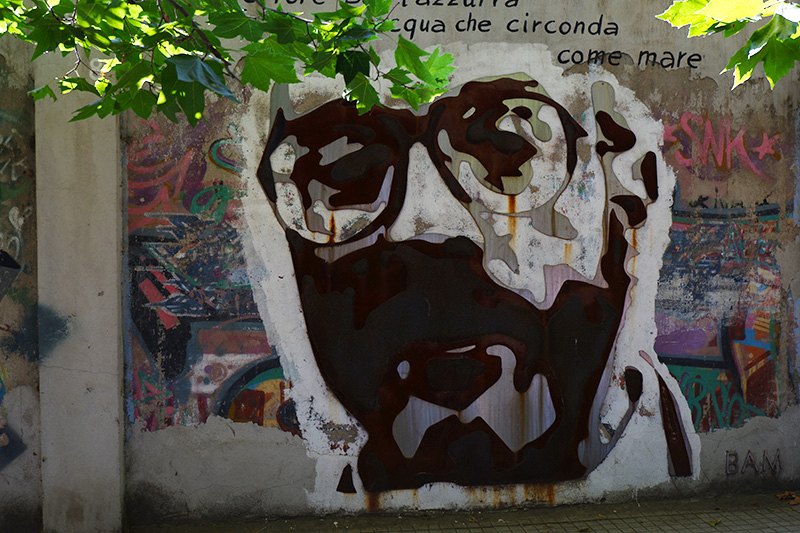 Murals dedicated to Angelo Caria in Nuoro Sardinia Italy.