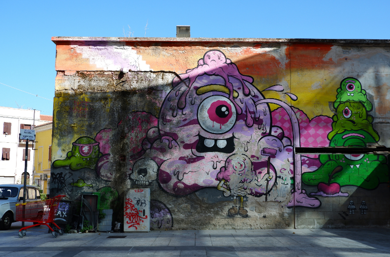 Buff Monster mural in Italy Olbia Street Art in Sardinia